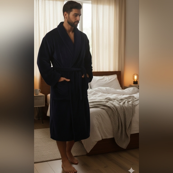 Men's Navy Robe - Picture 9 of 10
